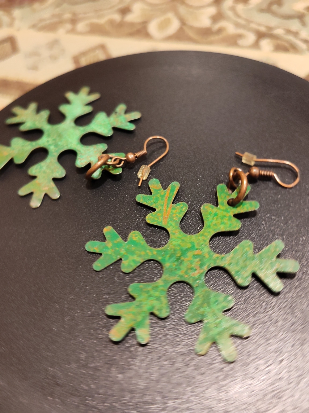 Green Snowflake Kids Earrings - Unbranded